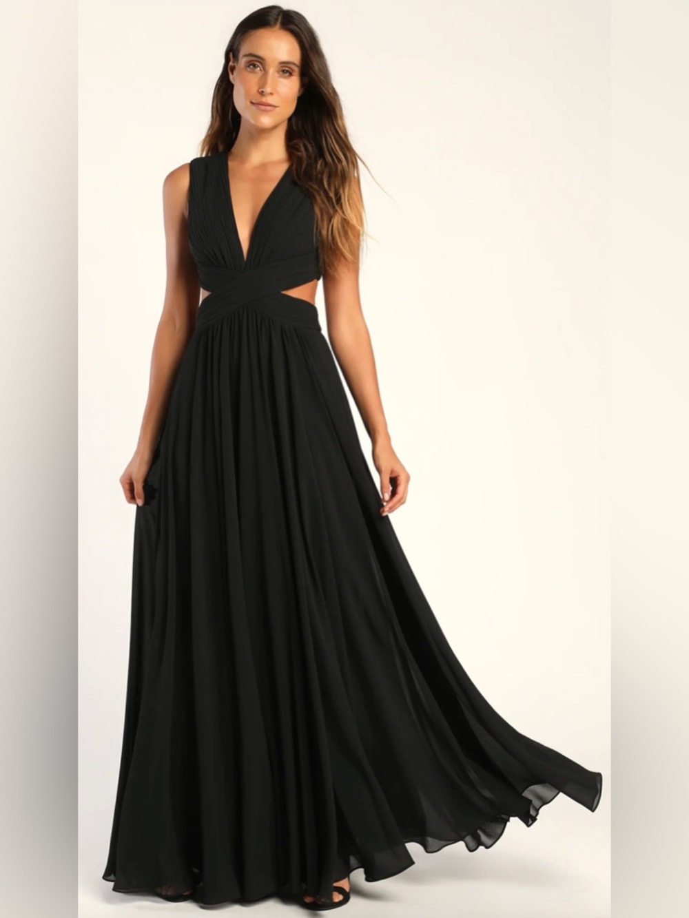 Lulus Vivid Imagination Black Cutout Maxi Dress
